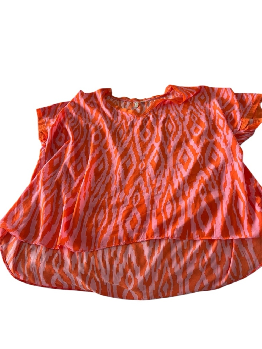 Cato Pink and  Orange Patterned Short Sleeve Top Size XL